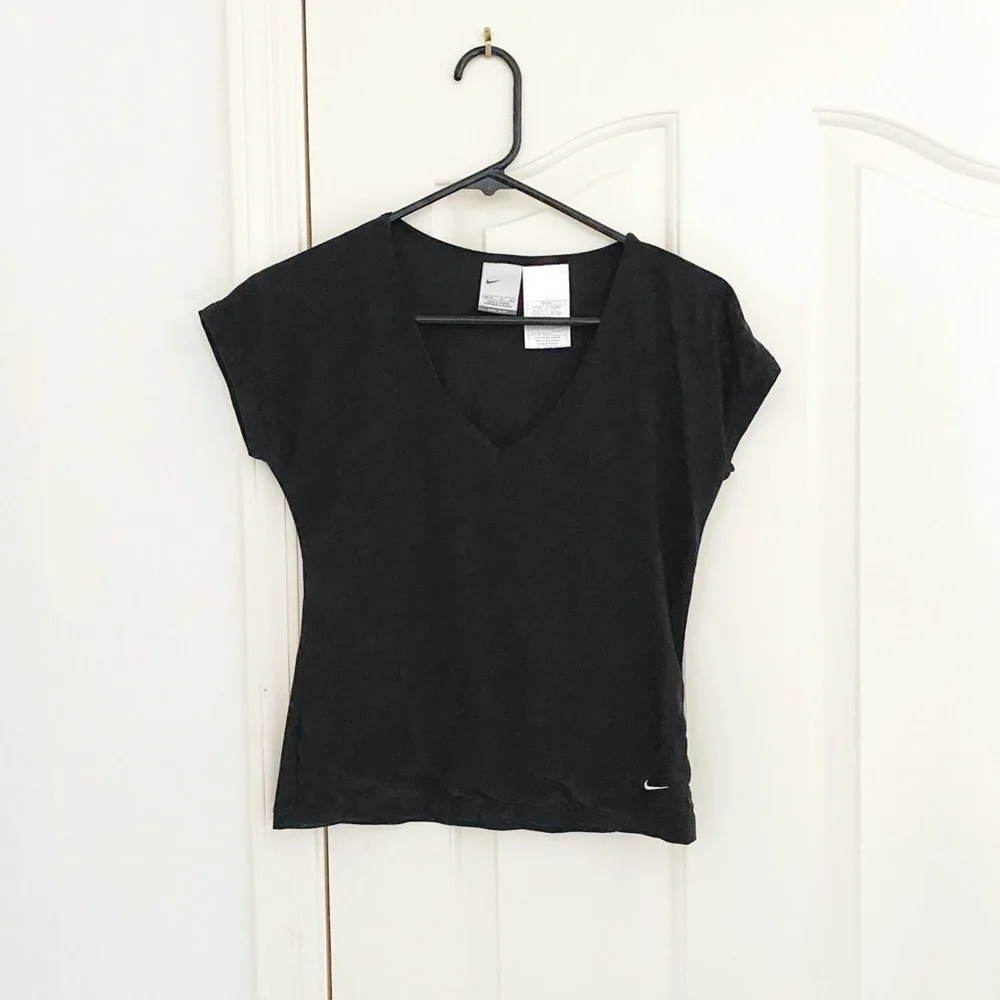 Nike Black Dri Fit V Neck Short Sleeve Top